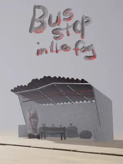 Bus stop in the fog